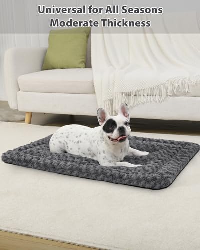 Washable Dog Bed Mat Crate Pad Soft Fluffy Pet Kennel Beds Dog Sleeping Mattress for Large Jumbo Medium Small Dogs, 48 x 30 Inch, Gray - Image 4