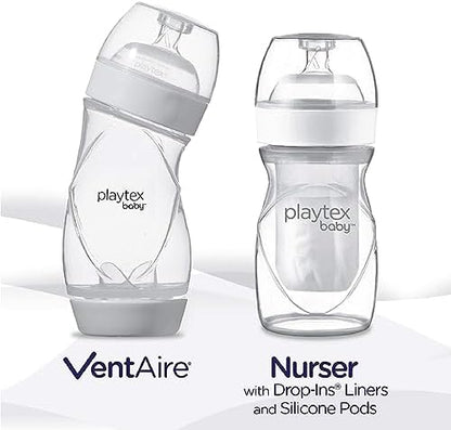 Authentic imported Playtex silicone nipple showing compatibility with anti colic feeding bottles.