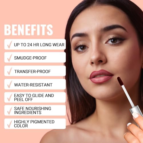 iMethod Lip Stain - Lip Liner Stain, Peel Off Lip Stain with Tweezer, Natural Long Lasting Lip Stain Peel Off, Waterproof, Easy to Use, Stay On All Day, Nude Pink - Image 5