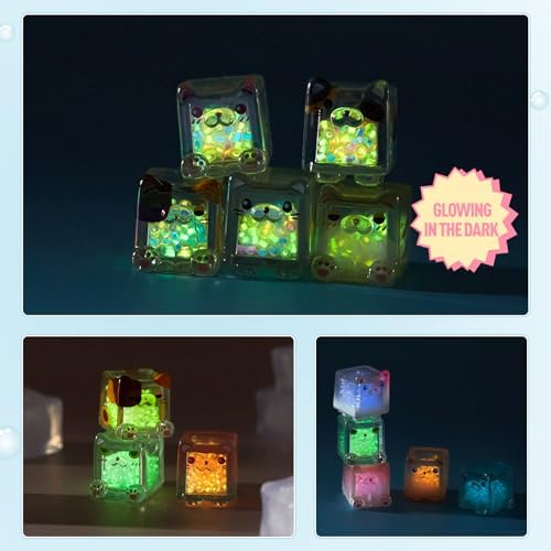 Glow in The Dark Figure, Square Cat Series Blind Box (5 Figures per Box) Random Style Action Figure Cute Blind Bag Collectible Toys - Mini Figures Mystery Box for Cat Lovers Birthday Gift & Desk Decor - Image 6