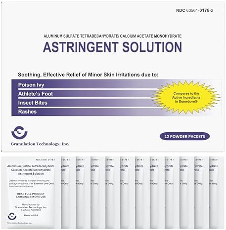 Back label view of the topical astringent solution detailing safety warnings and product uses.