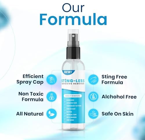 USA imported Sting-Less adhesive remover for gum in hair and temporary tattoos.