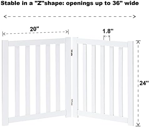 LZRS two panel freestanding dog gate arranged in stable Z shape blocking staircase entry