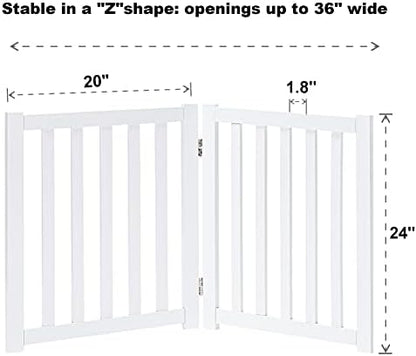 LZRS two panel freestanding dog gate arranged in stable Z shape blocking staircase entry