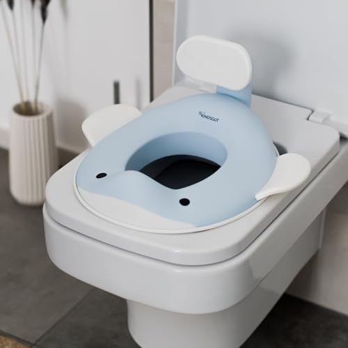 Kindsgut ergonomic baby toilet seat with supportive backrest close up view