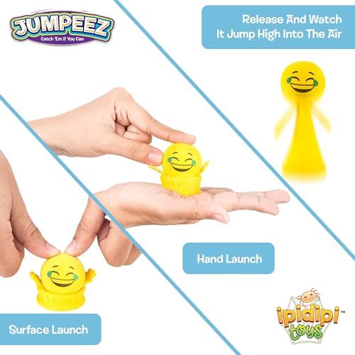 Close up view of the yellow spring-loaded body showing a detailed grinning emoji face