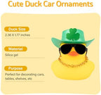 Wonuu novelty yellow rubber duck with lucky green shamrock hat and gold chain lifestyle view