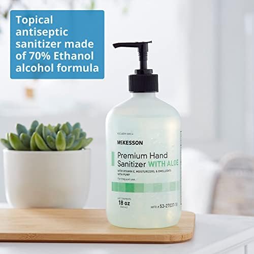 McKesson Hand Sanitizer with Aloe, 18 oz Pump Bottle [Pack of 3] - 70% Ethyl Alcohol, Spring Water Scent, No-Rinse Sanitizing Gel with Vitamin E and Moisturizers, Medical-Grade - Image 3
