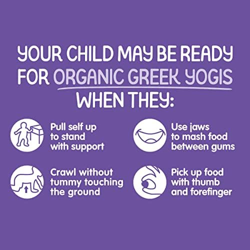 Certified USDA Organic and non-GMO seals on the Happy Baby Greek Yogis packaging