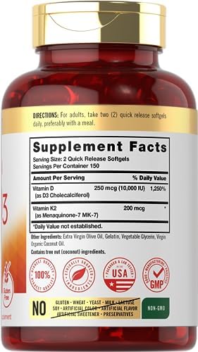 Carlyle Vitamin K2 D3 300 softgels label details