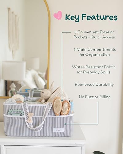 Interior view of Lily Miles diaper caddy with removable dividers