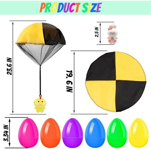 Kids parachute toy characters including bunny and chick styles unboxed from eggs