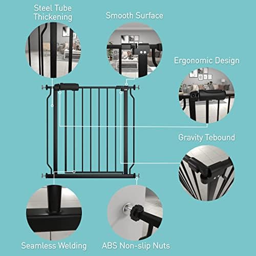 WAOWAO pressure mounted child safety gate showcasing the double locking handle mechanism.