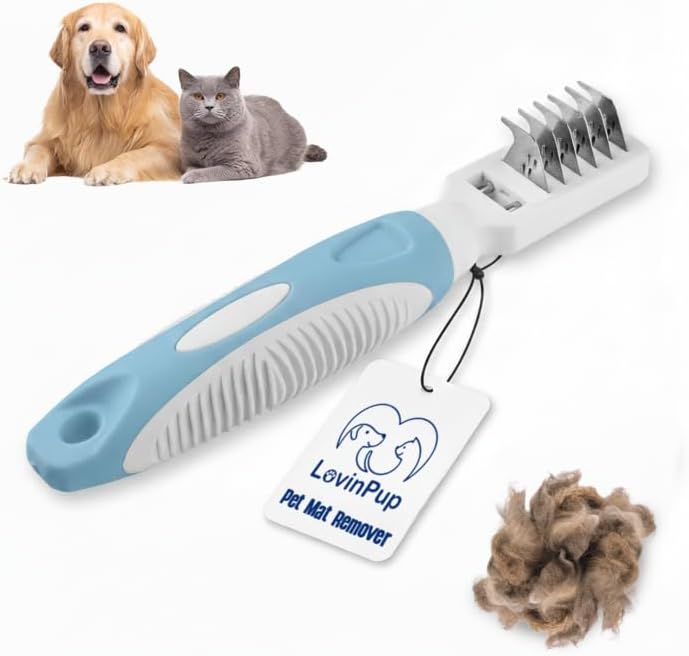 LovinPup Pet Mat Remover front view showing stainless steel teeth