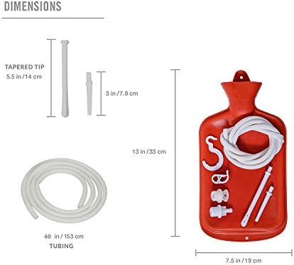 Premium rubber hot water bottle and enema combination system for detox and pain relief.