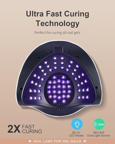 Premium gel polish light featuring four digital timer button settings.