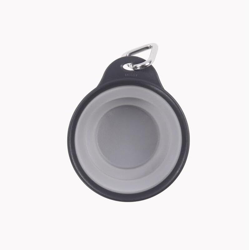 Dexas portable pet cup collapsed flat for easy outdoor travel storage