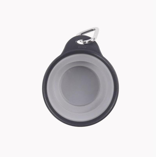 Dexas portable pet cup collapsed flat for easy outdoor travel storage
