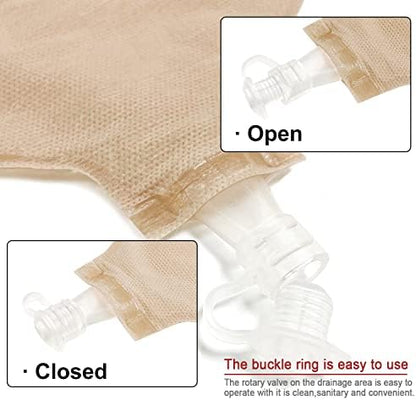 Detailed view of the integrated bottom drainage tap on the Carbou one piece stoma care system.