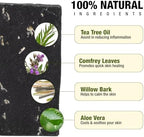 Back label of Ivy X skin cleanser soap illustrating safety directions and plant oil removal instructions.