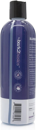 Bark 2 Basics professional detangling dog conditioner bottle highlighting natural ingredients and 16 to 1 dilution ratio