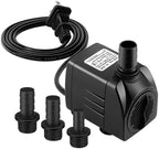 SongLong 400GPH fountain pump with three interchangeable threaded nozzles.