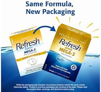 Close-up of Refresh preservative-free sterile single-use vials for dry eye relief.