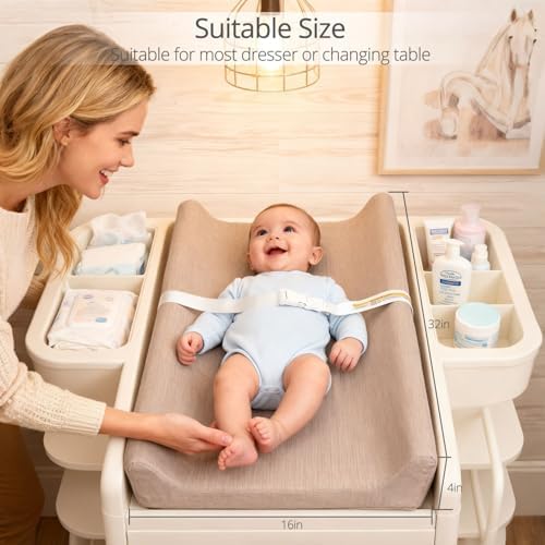 JVEOO diaper changing pad set packaging display detailing the product dimensions and features