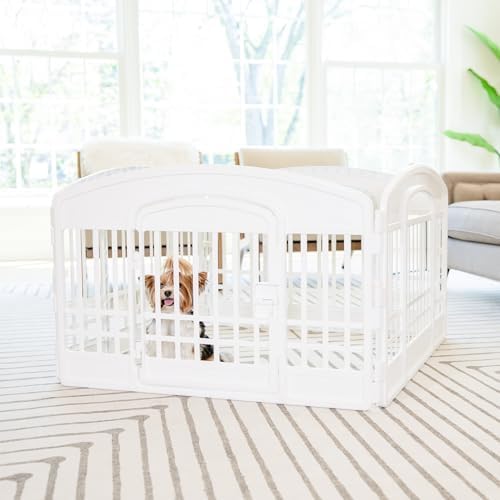 Carlson 4-Panel Plastic Pet Pen, 24" Tall White Indoor/Outdoor Playpen with Door and Lock, Portable Exercise Pen for Small Pets, Puppies, Rabbits, and Whelping - Image 7