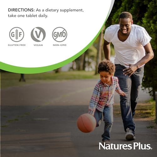 Close-up view of NaturesPlus Hema-Plex gentle stomach formula bottle showcasing premium USA dietary supplement details.