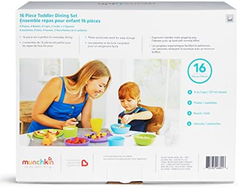 Top view of Munchkin 16 piece durable toddler dining collection