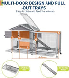 GarveeLife Rabbit Hutch with Weatherproof Asphalt Roof, Bunny Hutch with Wheels & Pull-Out Tray, Rabbit Cage Guinea Pig Cages for Small to Medium Animals, Indoor Outdoor Use, Grey - Image 6