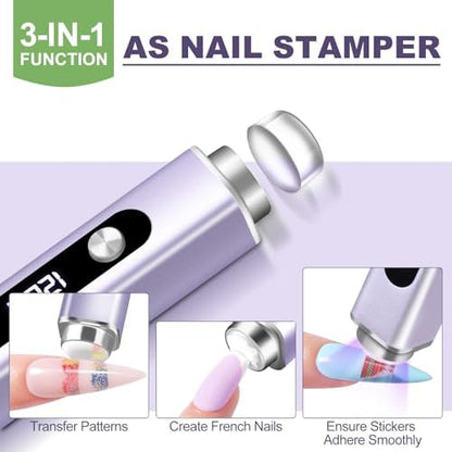 Side angle of the purple mini UV lamp showing the Type-C USB charging port and sleek aviation-grade body.