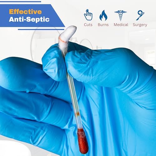 Individually wrapped antiseptic swabsticks for sterile first aid.