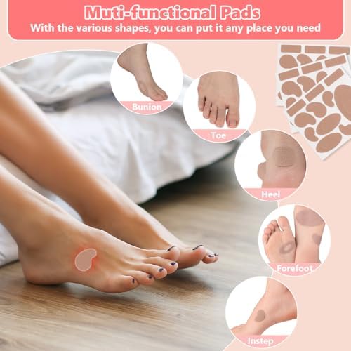 Close up of various pre-cut moleskin shapes for heel and toe protection.