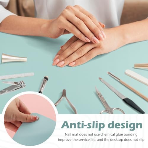 Professional nail technician workspace with Hkztuy mat
