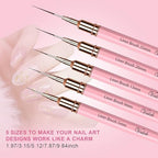 Professional nail artist using Voiluk liner brush for fine line drawing