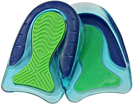 KidSole blue gel heel inserts showing the textured sport traction bottom layer.