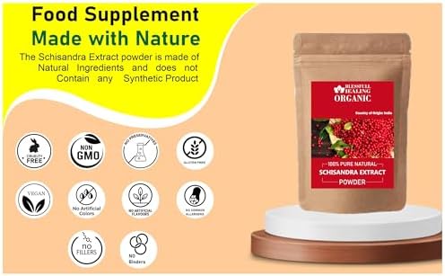 Organic 200 gram packaging of Blessfull Healing Schisandra powder for herbal wellness.
