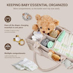GEMII portable diaper caddy filled with baby wipes and bottles