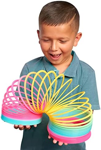 Just Play giant plastic slinky showing vibrant rainbow colors