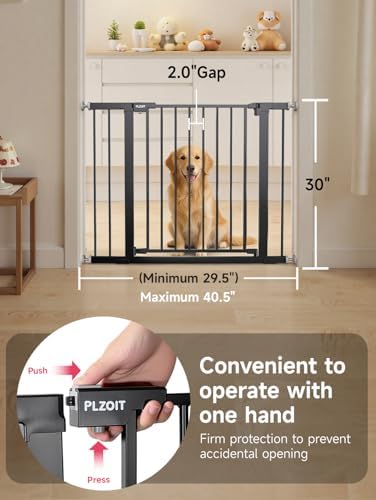 Walk through dog gate with open door showing dual swing action