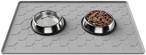 Pieviev light gray silicone pet mat with raised edge