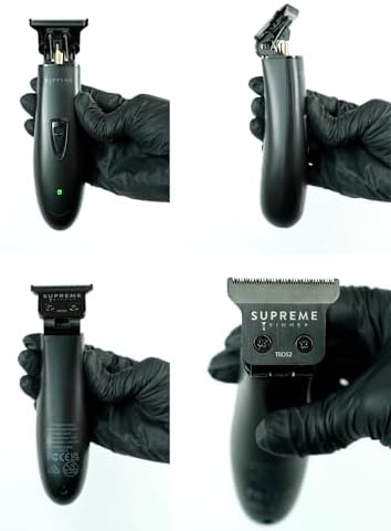 LED battery display indicator on the ergonomic handle of the cordless beard trimmer.