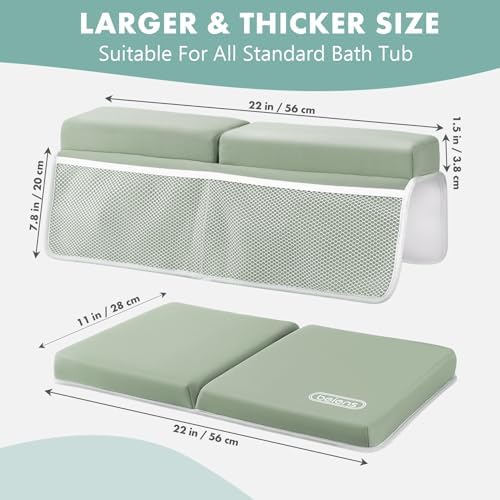 Beiens orthopedic elbow rest pad with integrated mesh pockets storing baby bath toys.