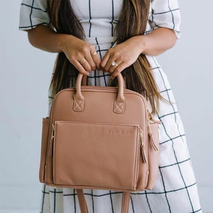 Side view of Ayla & Co Mini Bag with expandable pockets