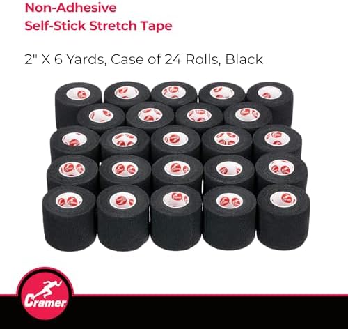 Cramer cohesive athletic tape being applied to a knee for support