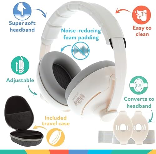 Close up of adjustable headband on Nuby baby earmuffs