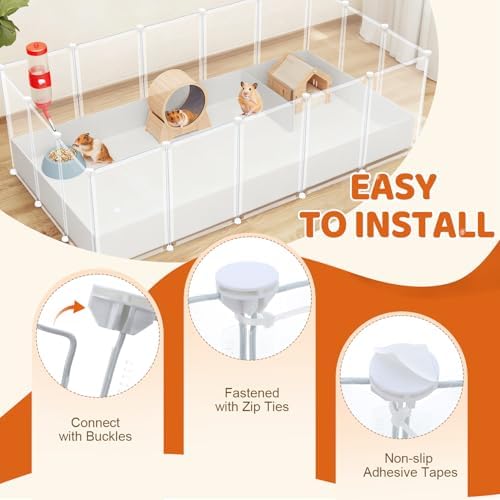 14 Panels 16.5" H Small Animal Playpen, Anti-Jump Durable Puppy Play Pen for Rabbits, Kittens, Chicklings, Ducklings & Hamsters DIY Indoor Outdoor Use, Transparent - Image 6