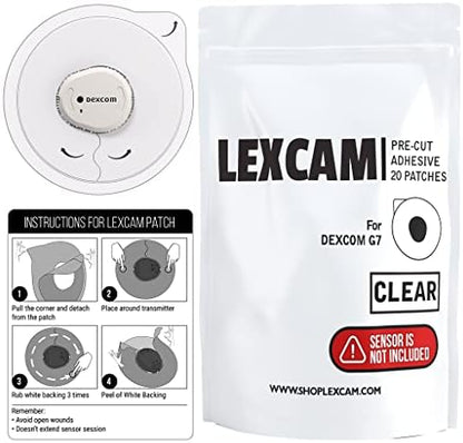 Lexcam pre cut clear patches pack of twenty showing dual piece backing removal system
